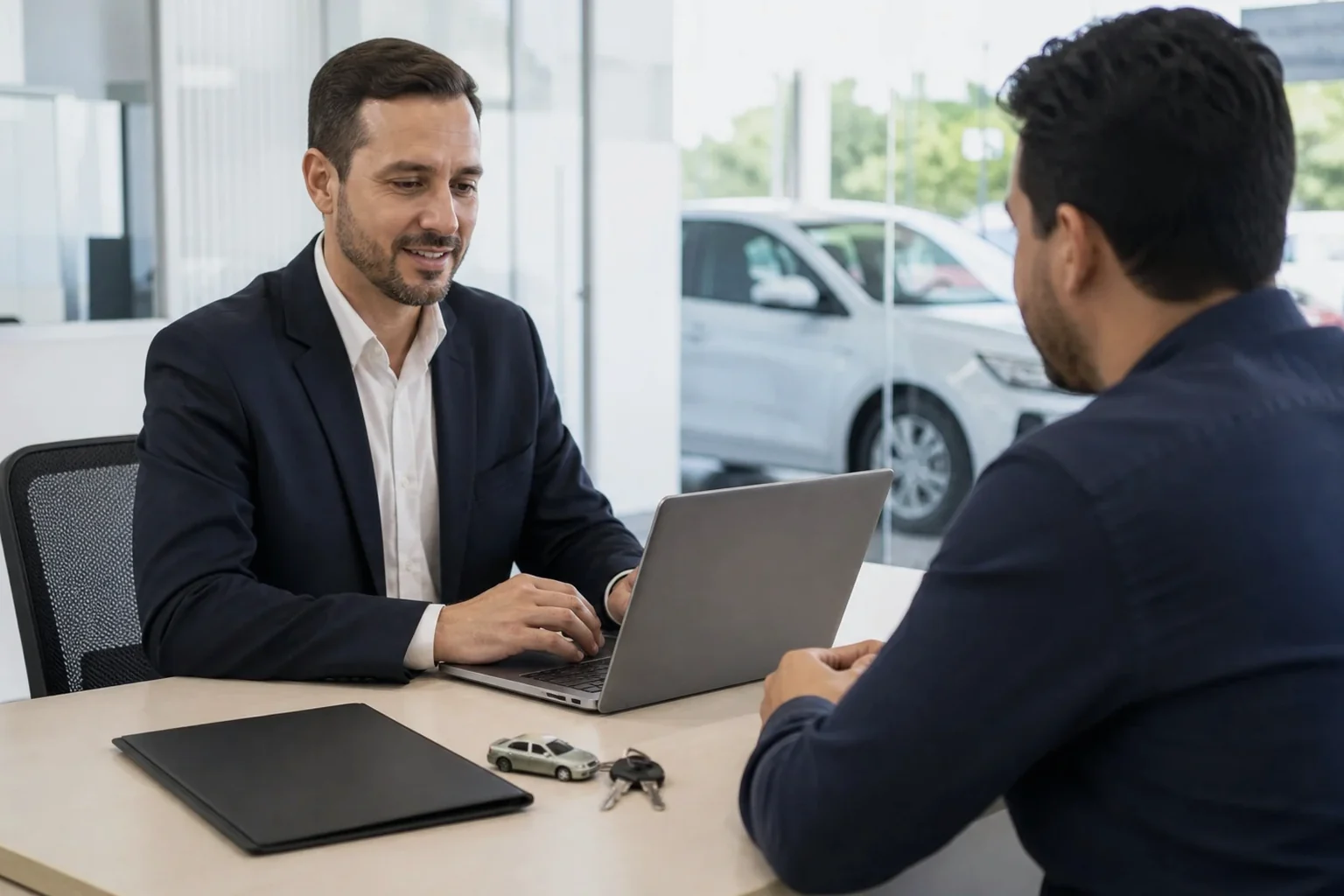 Profissional em Jundiaí processando licenciamento de veículos em computador.
